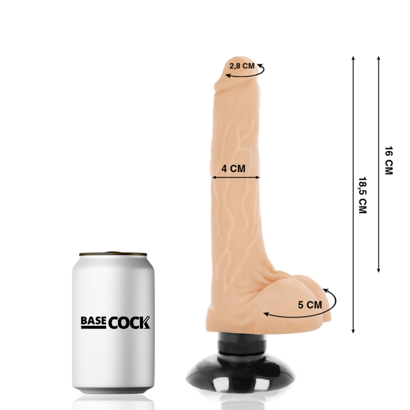 BASECOCK - REALISTIC VIBRATOR 2-1 BLACK 18.5 CM -O- 4 CM - Amore24