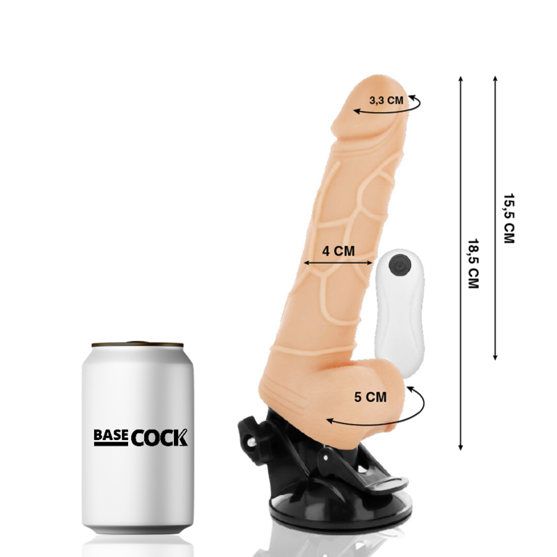 BASECOCK - REALISTIC VIBRATOR REMOTE CONTROL BLACK 18.5 CM -O- 4CM - Amore24