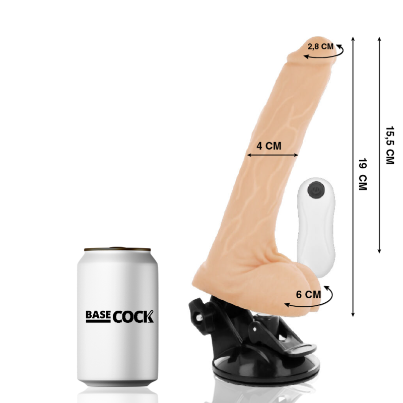 BASECOCK - REALISTIC VIBRATOR REMOTE CONTROL BLACK 19 CM -O- 4 CM - Amore24