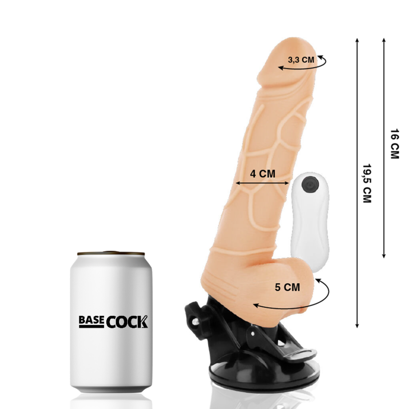 BASECOCK - REALISTIC VIBRATOR REMOTE CONTROL BLACK WITH TESTICLES 19.5 CM -O- 4 CM - Amore24