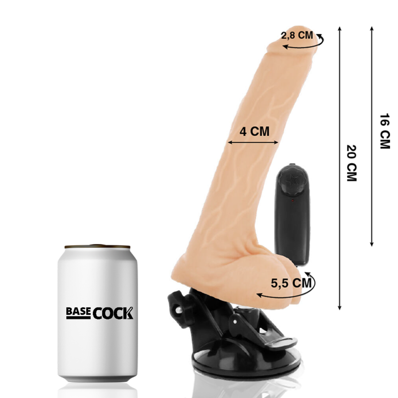 BASECOCK - REALISTIC BLACK REMOTE CONTROL VIBRATOR WITH TESTICLES 20 CM -O- 4 CM - Amore24