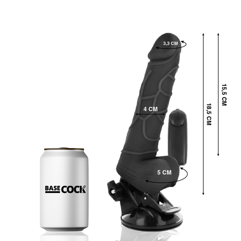 BASECOCK - REALISTIC VIBRATOR REMOTE CONTROL BLACK 18.5 CM -O- 4CM - Amore24