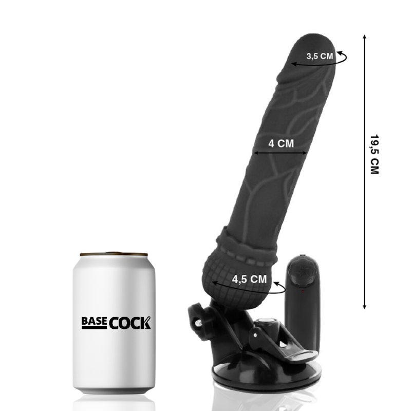 BASECOCK - REALISTIC VIBRATOR REMOTE CONTROL BLACK 19.5 CM -O- 4 CM - Amore24