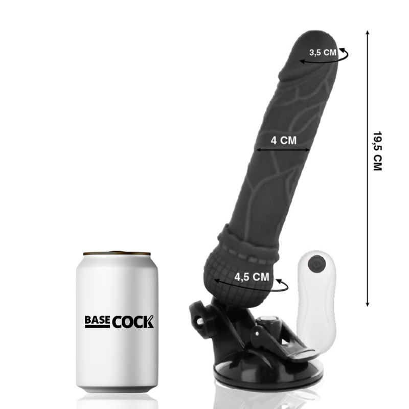 BASECOCK - REALISTIC VIBRATOR REMOTE CONTROL BLACK 19.5 CM -O- 4 CM - Amore24