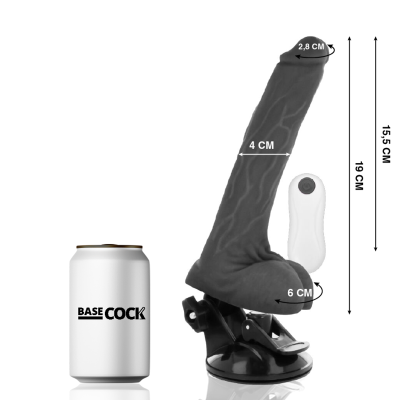BASECOCK - REALISTIC VIBRATOR REMOTE CONTROL BLACK 19 CM -O- 4 CM - Amore24