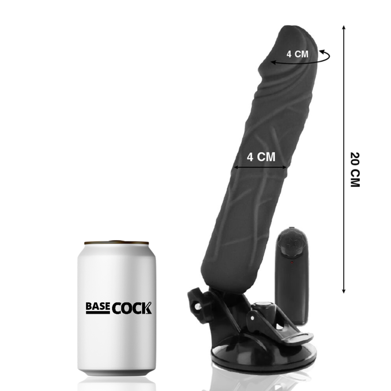 BASECOCK - REALISTIC VIBRATOR REMOTE CONTROL BLACK 20 CM -O- 4 CM - Amore24