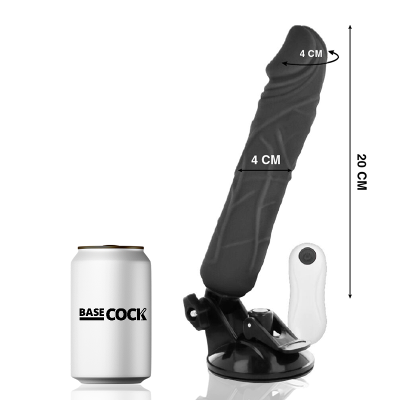 BASECOCK - REALISTIC VIBRATOR REMOTE CONTROL BLACK 20 CM -O- 4 CM - Amore24