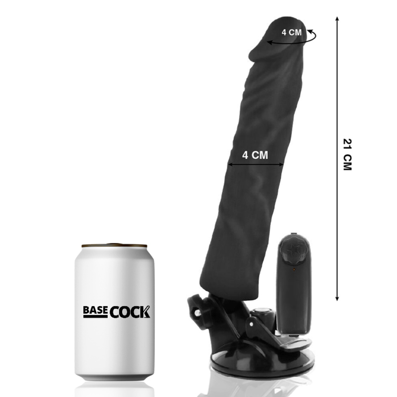 BASECOCK - REALISTIC VIBRATOR REMOTE CONTROL BLACK 21 CM - O - 4 CM - Amore24