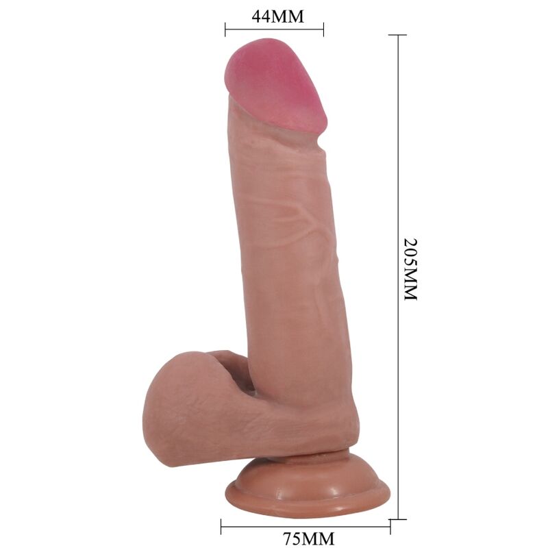 PRETTY LOVE - SLIDING SKIN SERIES REALISTIC DILDO WITH SLIDING SKIN SUCTION CUP BROWN 20.5 CM - Amore24