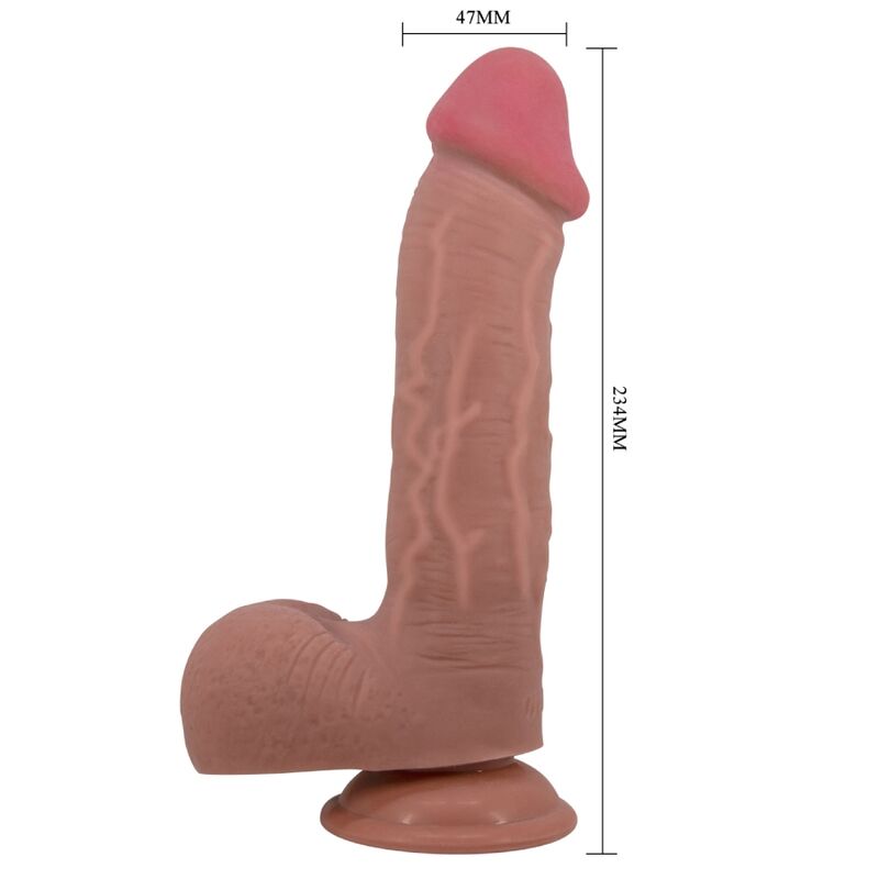 PRETTY LOVE - SLIDING SKIN SERIES REALISTIC DILDO WITH SLIDING SKIN SUCTION CUP BROWN 23.4 CM - Amore24