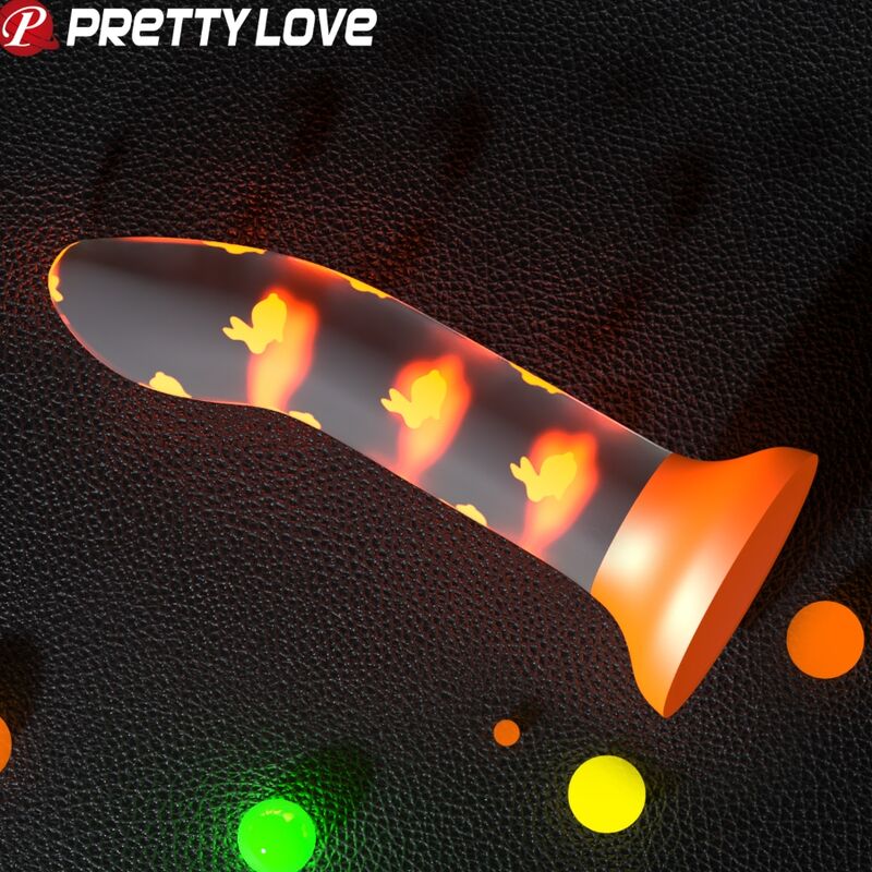 PRETTY LOVE - MAGICAL NIGHTFALL DILDO WITHOUT VIBRATION LUMINOUS ORANGE - Amore24