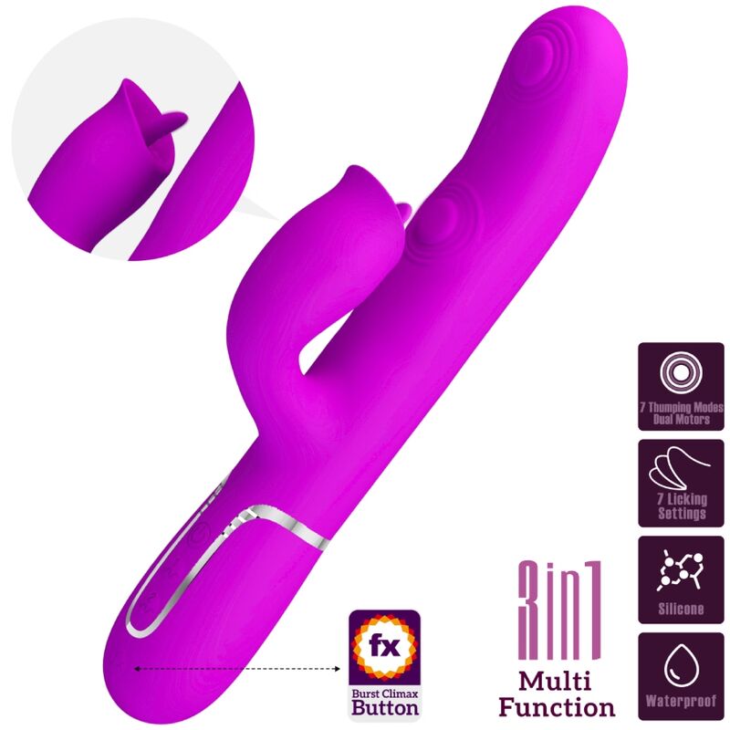 PRETTY LOVE - RABBIT VIBRATOR WITH LICKING FUCHSIA - Amore24