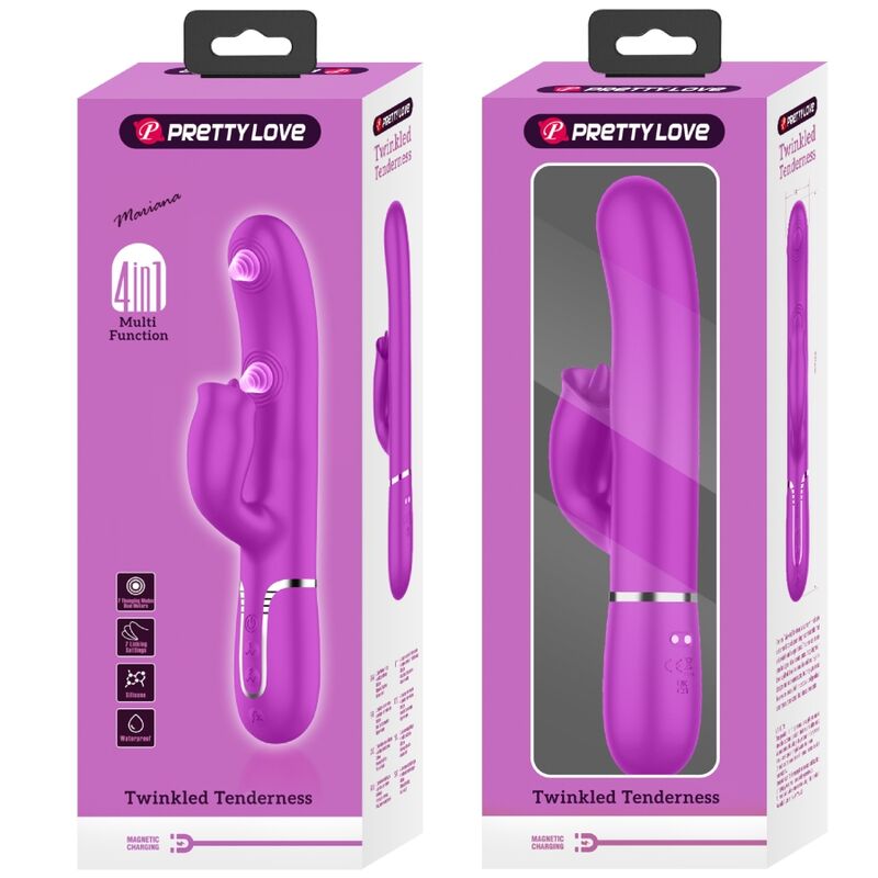 PRETTY LOVE - RABBIT VIBRATOR WITH LICKING FUCHSIA - Amore24