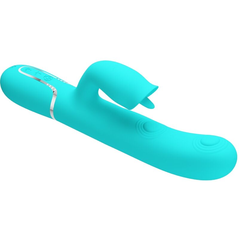 PRETTY LOVE - RABBIT VIBRATOR WITH LICKING AQUA GREEN - Amore24