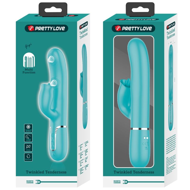 PRETTY LOVE - RABBIT VIBRATOR WITH LICKING AQUA GREEN - Amore24