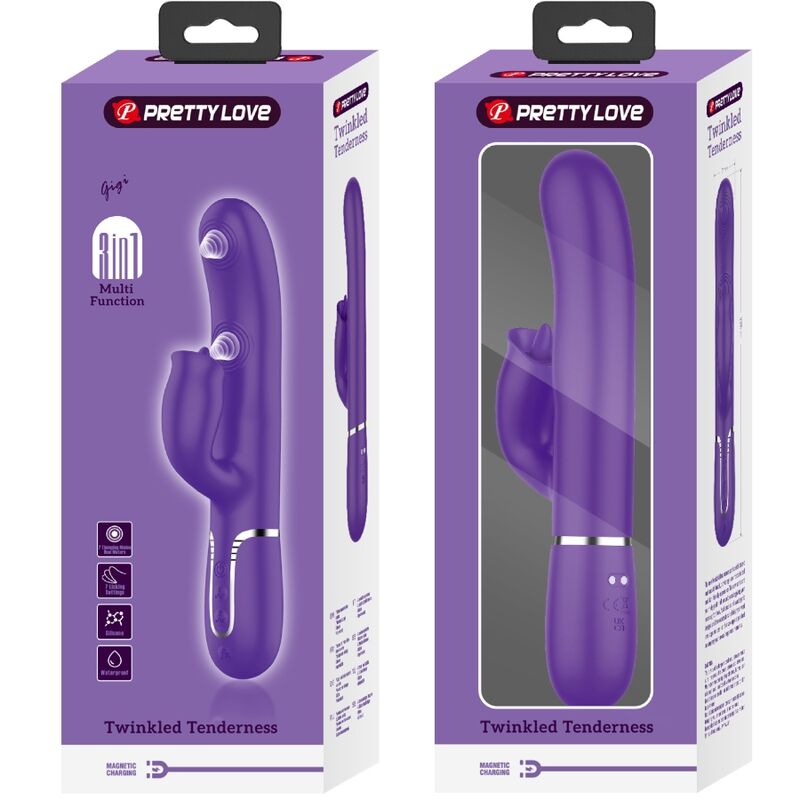 PRETTY LOVE - RABBIT VIBRATOR WITH LICKING PURPLE - Amore24