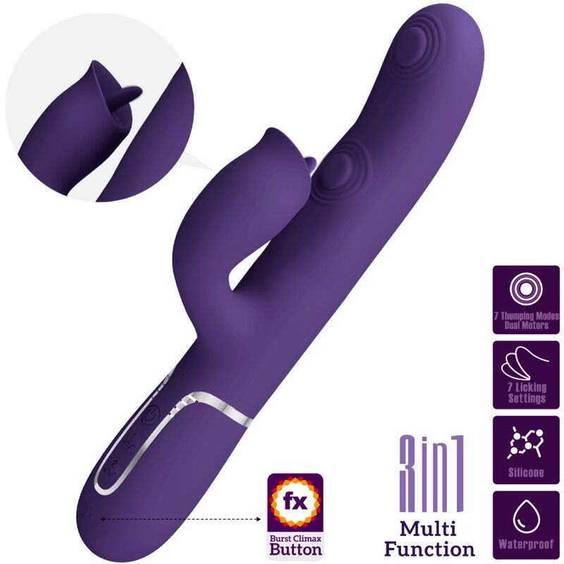 PRETTY LOVE - RABBIT VIBRATOR WITH LICKING PURPLE - Amore24