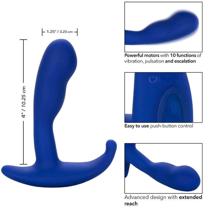 CALEXOTICS - ADMIRAL CURVED ANAL STIMULATOR & VIBRATOR BLUE - Amore24