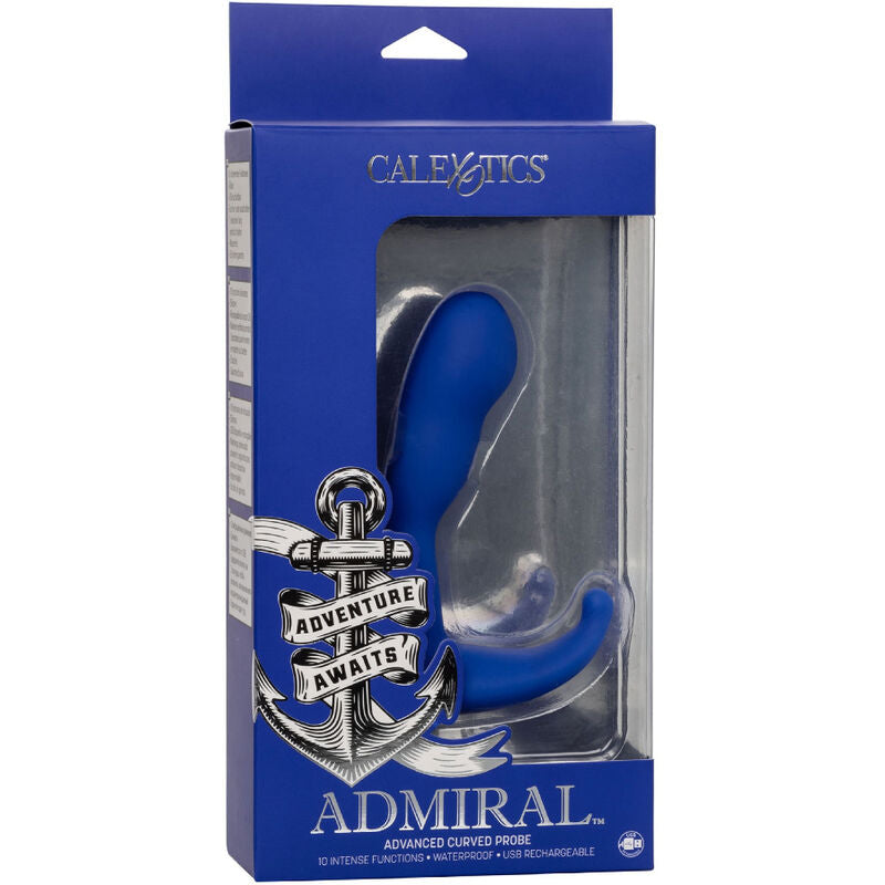 CALEXOTICS - ADMIRAL CURVED ANAL STIMULATOR & VIBRATOR BLUE - Amore24