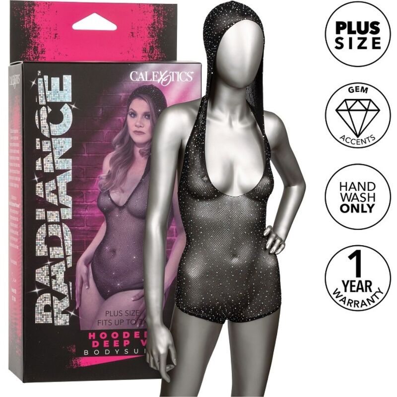 CALEXOTICS - RADIANCE HOODED DEEP V BODYSUIT PLUS SIZE - Amore24