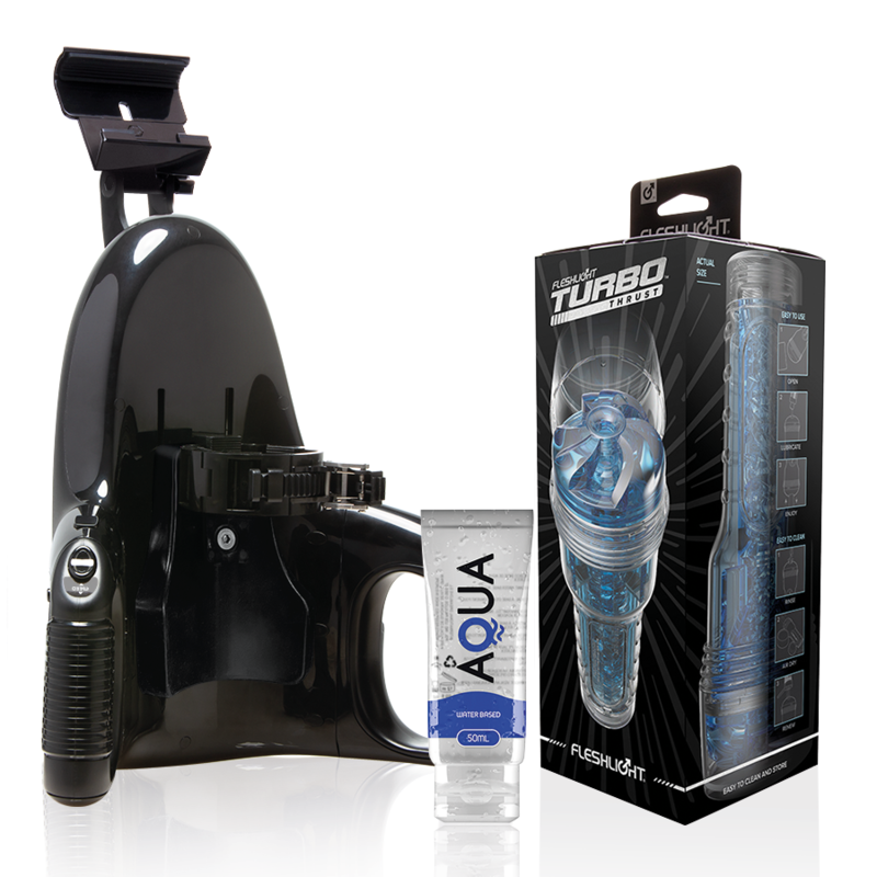 FLESHLIGHT - TURBO THRUST BLUE ICE + UNIVERSAL LAUNCH + AQUA QUALITY LUBRICANT 50 ML - Amore24