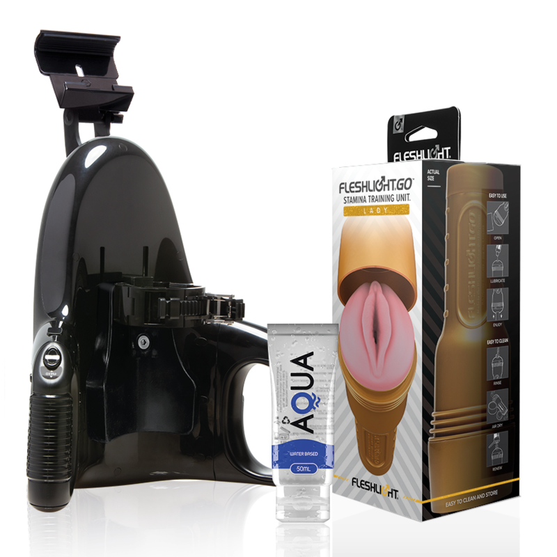 FLESHLIGHT - STAMINA GO TRAINING UNIT LADY + UNIVERSAL LAUNCH + AQUA QUALITY LUBRICANT 50 ML - Amore24