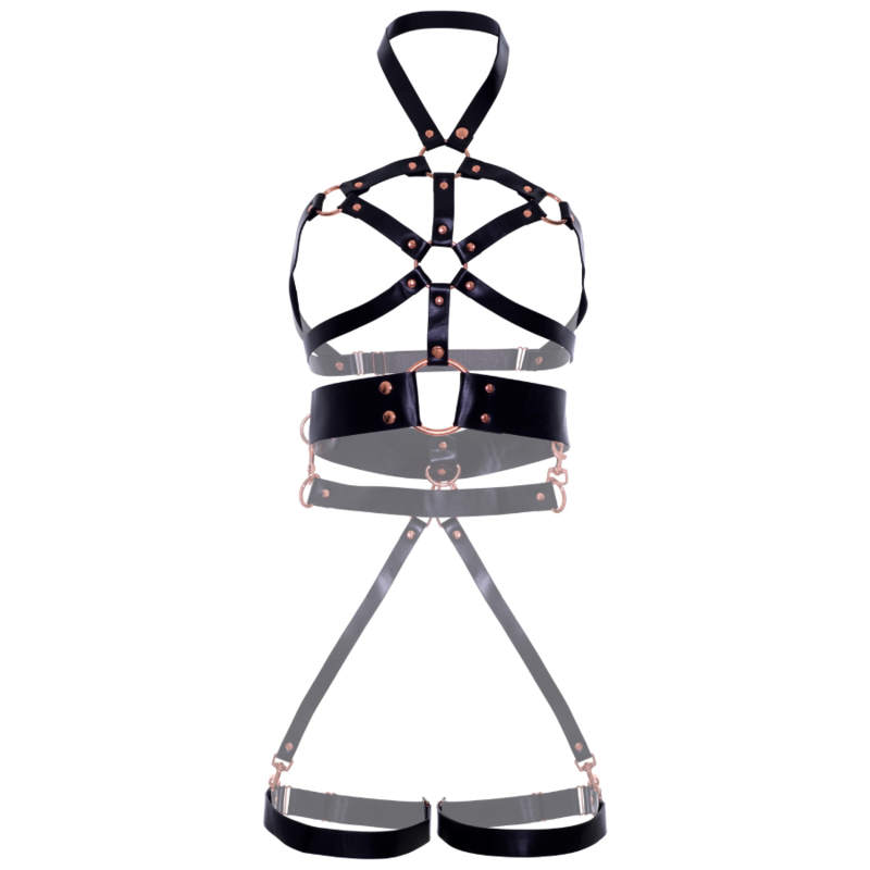 LEG AVENUE - VEGAN LEATHER GRIP BODY HARNESS BLACK L - Amore24