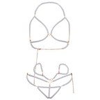 LEG AVENUE - BRA WRISTBANDS & PEARL THONG SET - Amore24