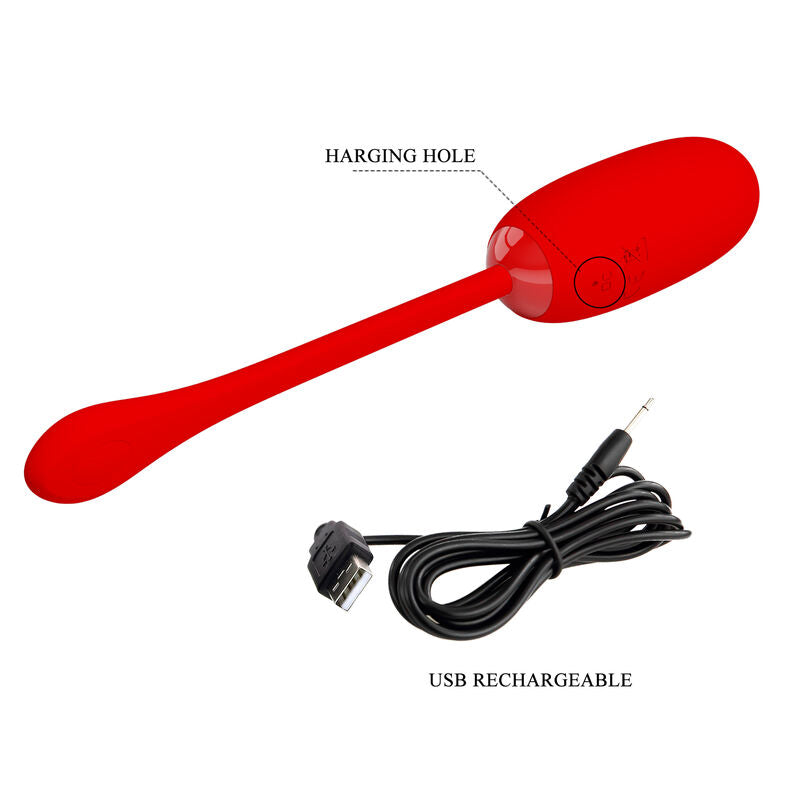 PRETTY LOVE - JULIUS WATERPROOF-RECHARGEABLE VIBRATING EGG RED - Amore24
