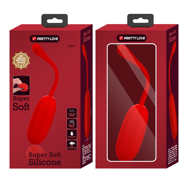 PRETTY LOVE - JULIUS WATERPROOF-RECHARGEABLE VIBRATING EGG RED - Amore24