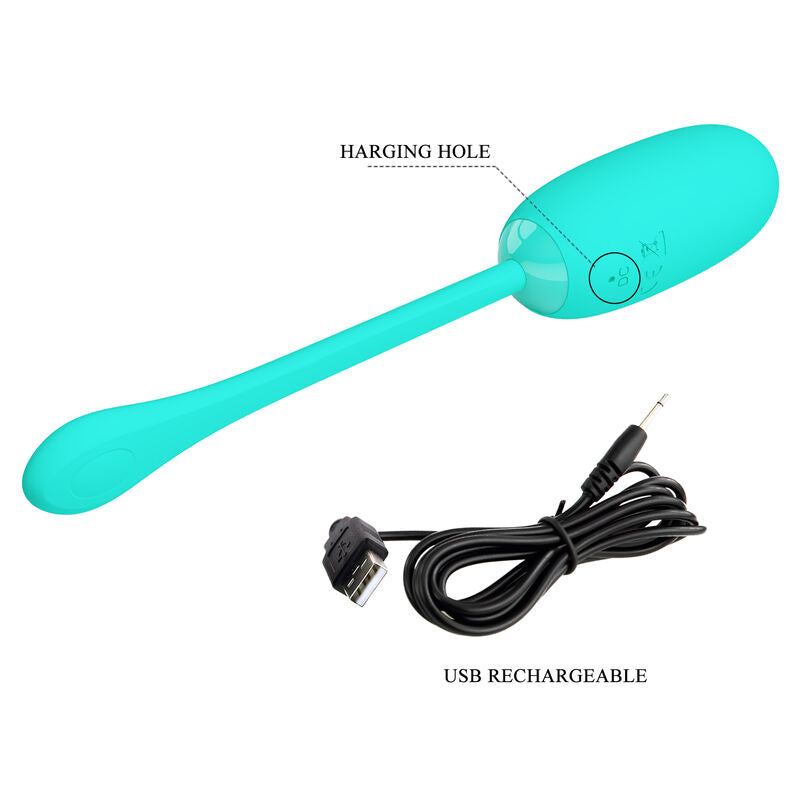 PRETTY LOVE - JULIUS WATERPROOF-RECHARGEABLE VIBRATING EGG AQUA GREEN - Amore24