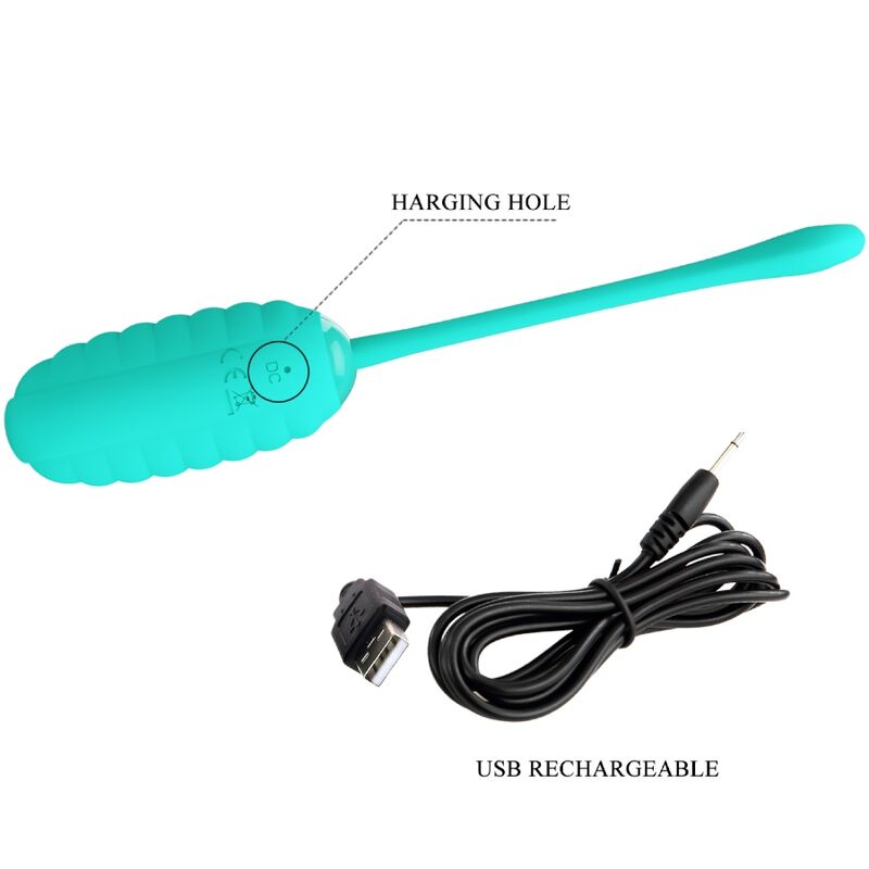 PRETTY LOVE - KIRK RECHARGEABLE VIBRATING EGG AQUA GREEN - Amore24