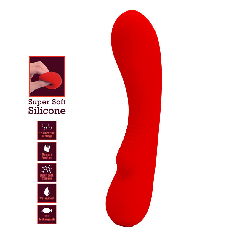 PRETTY LOVE - PRESCOTT RECHARGEABLE VIBRATOR RED - Amore24
