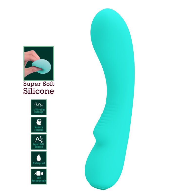 PRETTY LOVE - PRESCOTT RECHARGEABLE VIBRATOR AQUA GREEN - Amore24