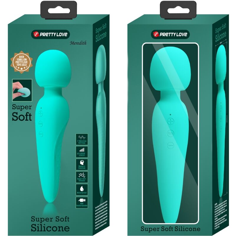 PRETTY LOVE - MEREDITH MASSAGER 12 VIBRATION MODES AQUA GREEN - Amore24