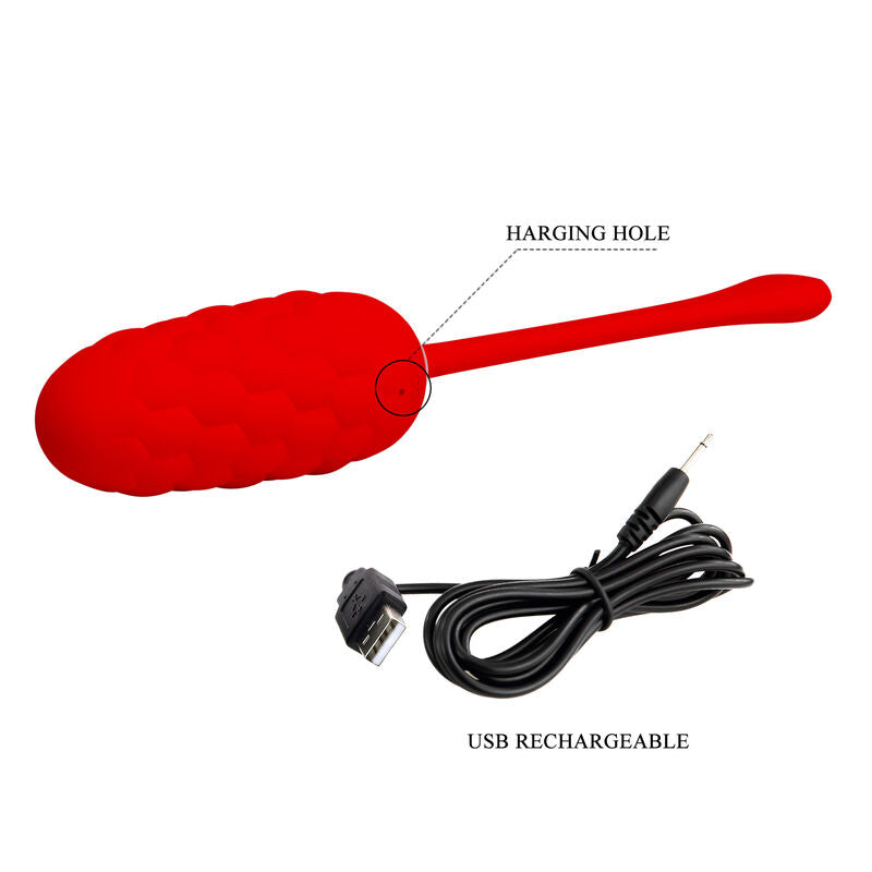 PRETTY LOVE - VIBRATING EGG WITH RED RECHARGEABLE MARINE TEXTURE - Amore24