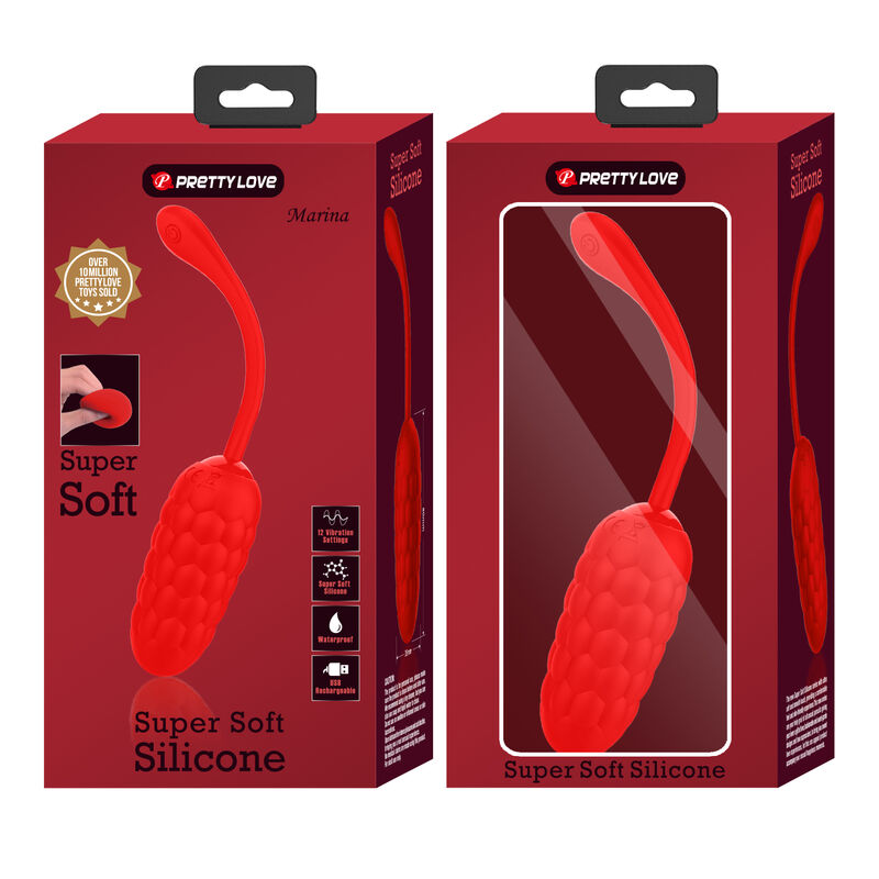 PRETTY LOVE - VIBRATING EGG WITH RED RECHARGEABLE MARINE TEXTURE - Amore24