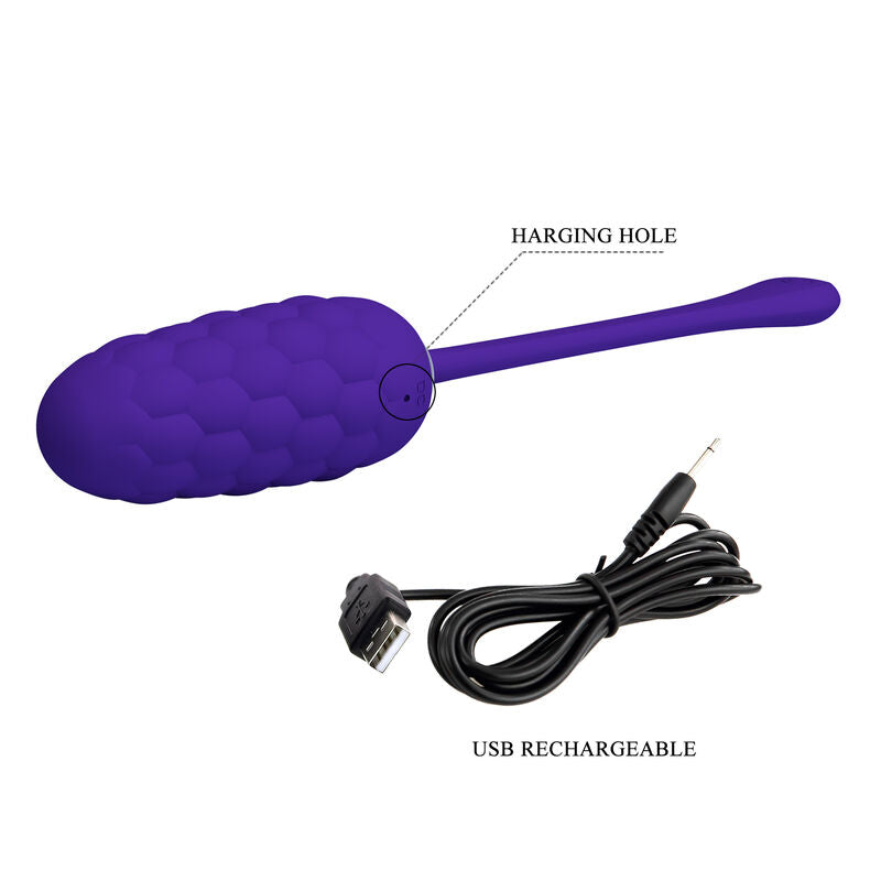 PRETTY LOVE - VIBRATING EGG WITH PURPLE RECHARGEABLE MARINE TEXTURE - Amore24