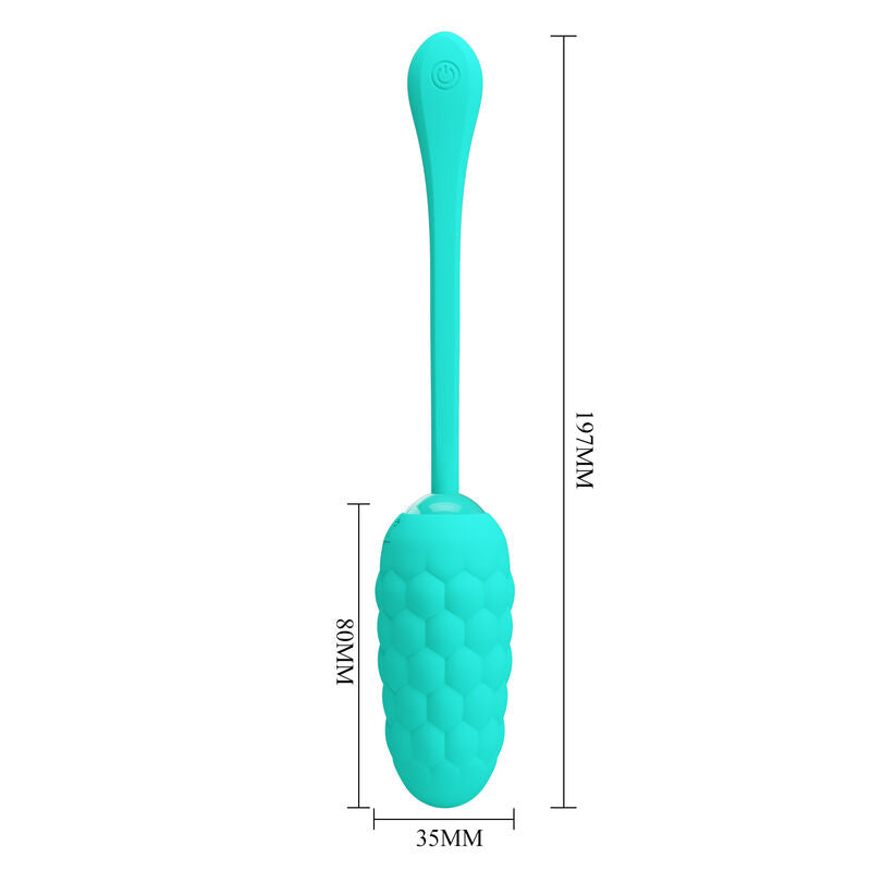 PRETTY LOVE - VIBRATING EGG WITH AQUA GREEN RECHARGEABLE MARINE TEXTURE - Amore24