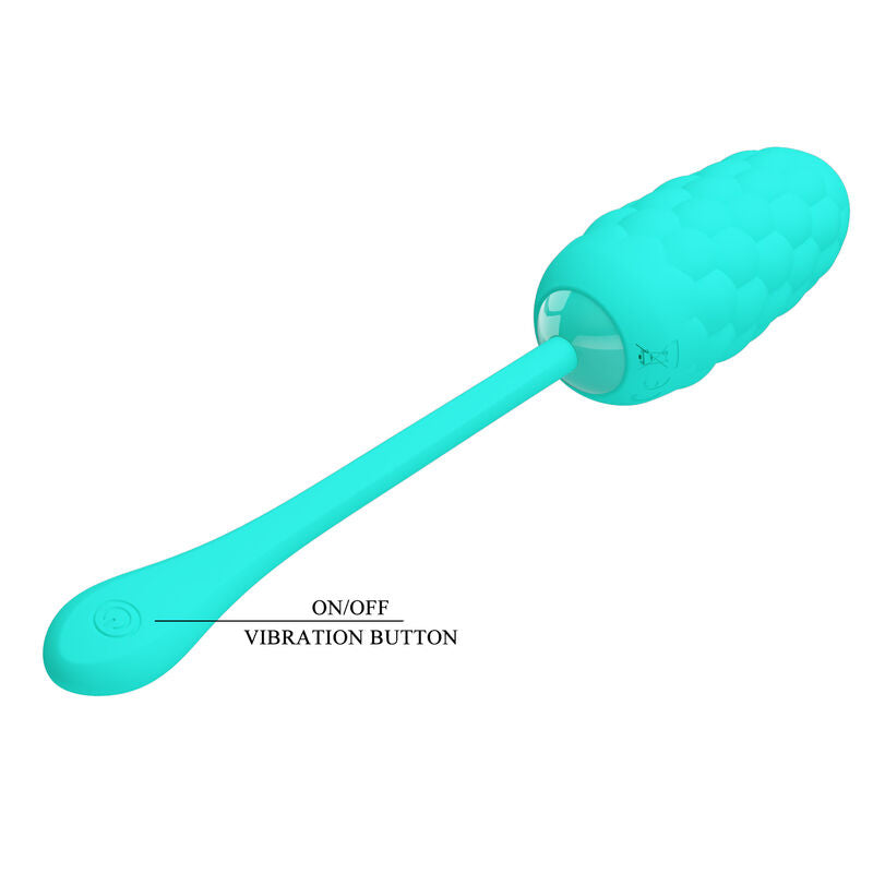 PRETTY LOVE - VIBRATING EGG WITH AQUA GREEN RECHARGEABLE MARINE TEXTURE - Amore24