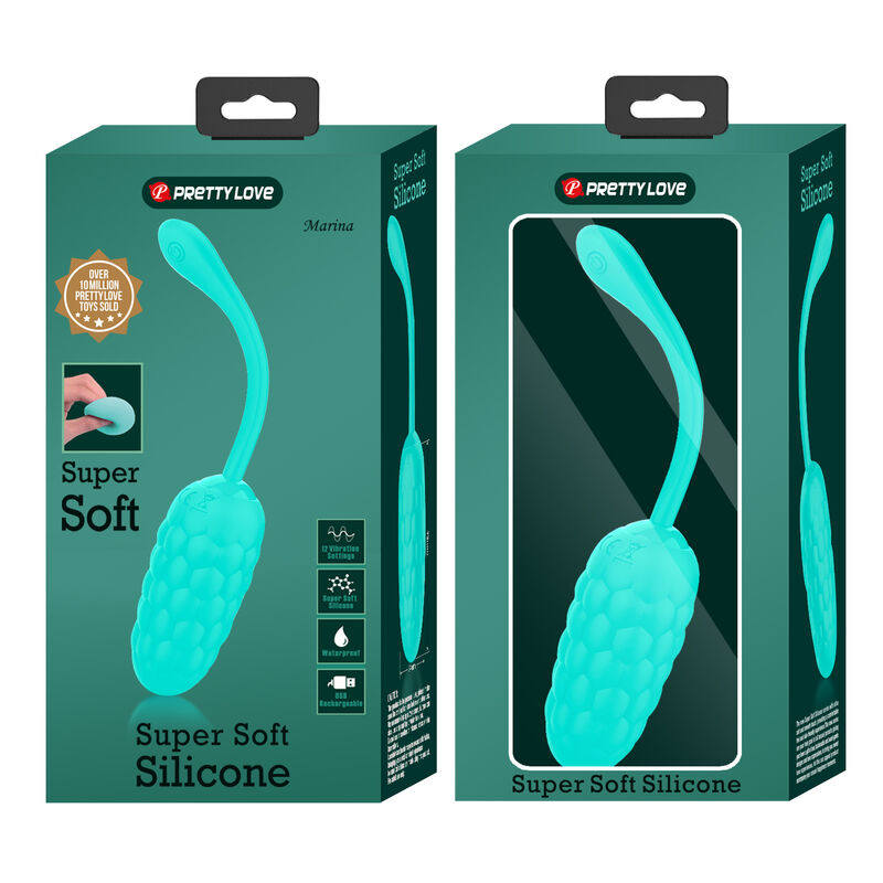PRETTY LOVE - VIBRATING EGG WITH AQUA GREEN RECHARGEABLE MARINE TEXTURE - Amore24