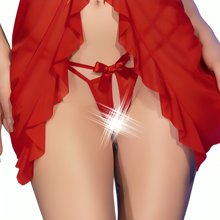 CHILIROSE - CR 4696 BABYDOLL & THONG CROTCHLESS RED L/XL - Amore24