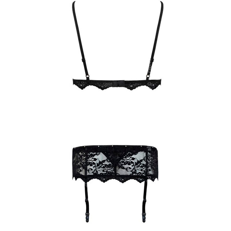 LIVCO CORSETTI FASHION - BELITA LC 90231 BRA + PANTY + GARTER BELT BLACK S/M - Amore24