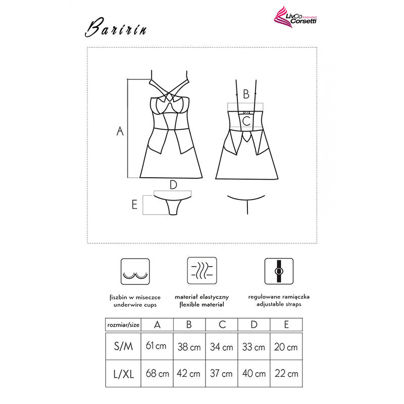 LIVCO CORSETTI FASHION - BARIRIN LC 90633 SHIRT + PANTY BLACK - Amore24