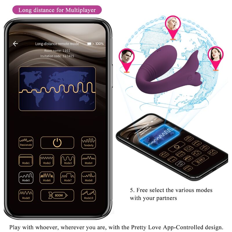 PRETTY LOVE - JAYLEEN VIBRATOR APP REMOTE CONTROL PURPLE - Amore24