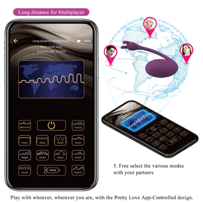 PRETTY LOVE - CATALINA VIBRATOR APP REMOTE CONTROL PURPLE - Amore24