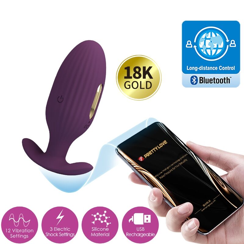 PRETTY LOVE - JEFFERSON APP CONTROLLED ANAL PLUG PURPLE - Amore24