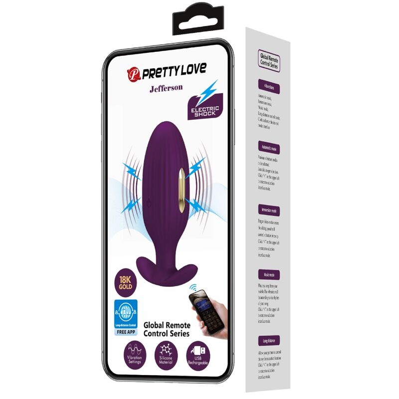 PRETTY LOVE - JEFFERSON APP CONTROLLED ANAL PLUG PURPLE - Amore24
