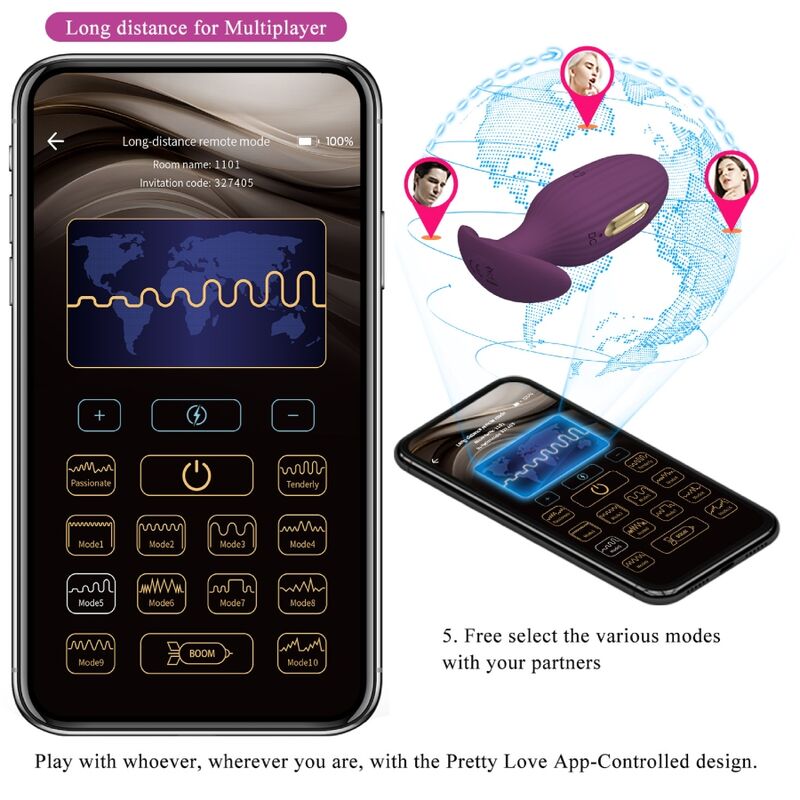 PRETTY LOVE - JEFFERSON APP CONTROLLED ANAL PLUG PURPLE - Amore24