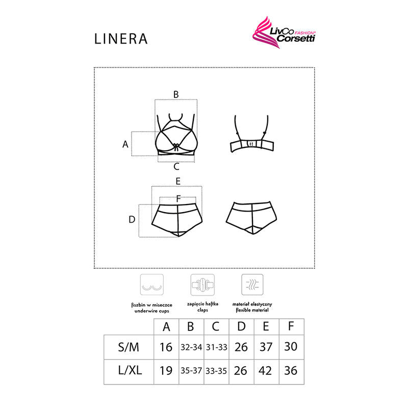 LIVCO CORSETTI FASHION - LINERA FOR THE SENSES COLLECTION BRA + PANTY BLACK L/XL - Amore24